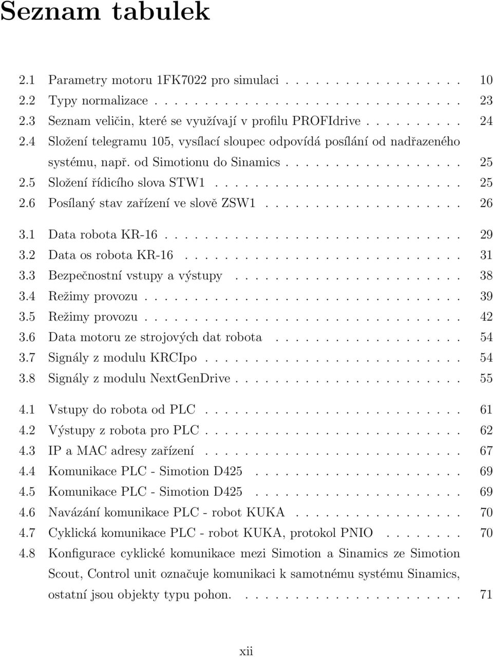 ................... 26 3.1 Data robota KR-16.............................. 29 3.2 Data os robota KR-16............................ 31 3.3 Bezpečnostní vstupy a výstupy....................... 38 3.