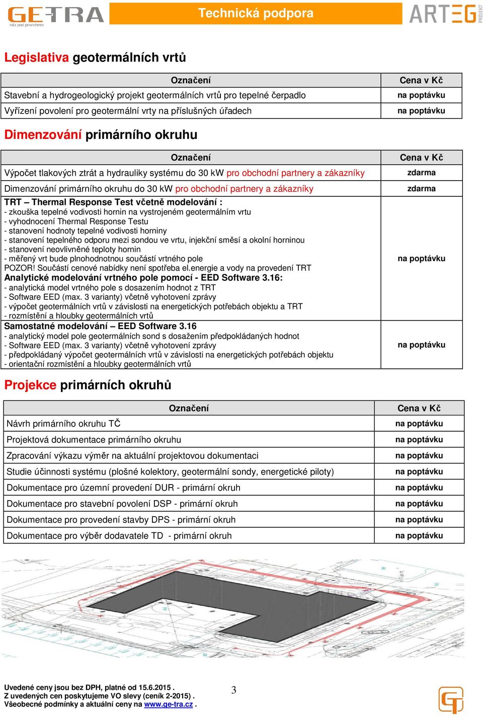 TRT Thermal Response Test včetně modelování : - zkouška tepelné vodivosti hornin na vystrojeném geotermálním vrtu - vyhodnocení Thermal Response Testu - stanovení hodnoty tepelné vodivosti horniny -