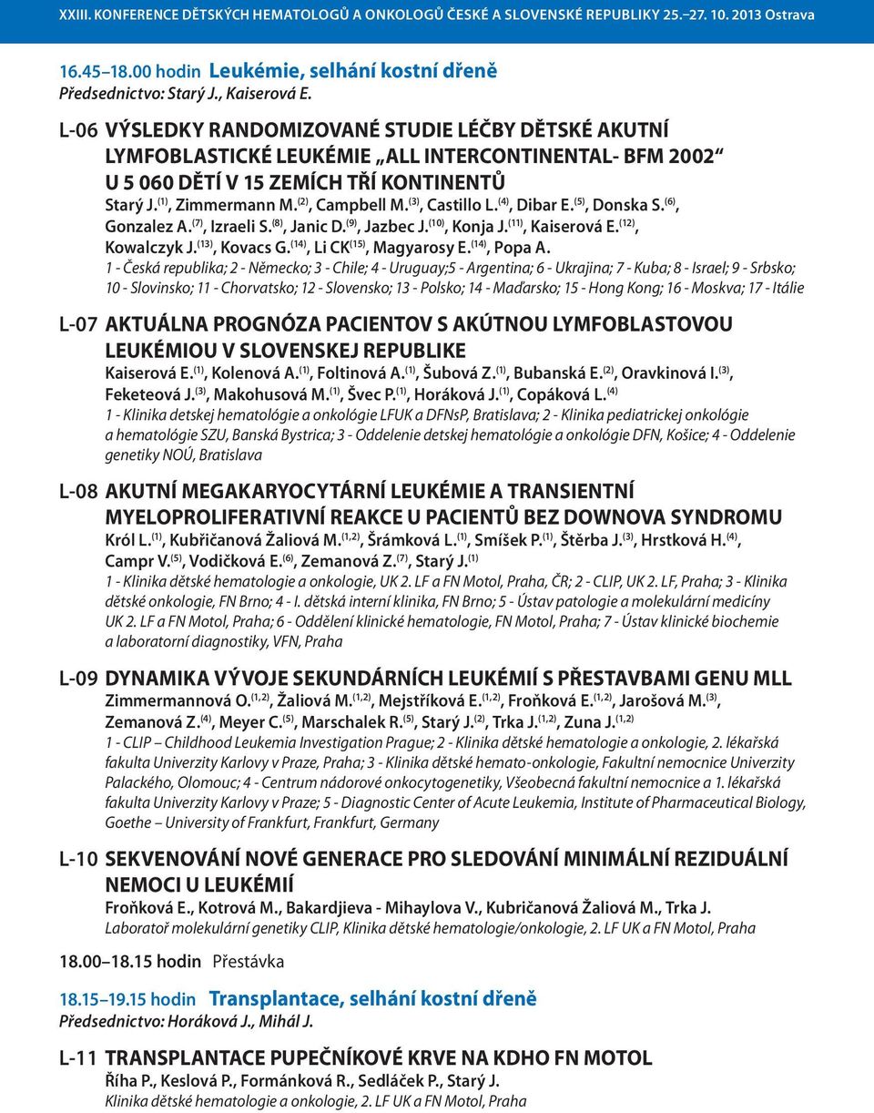 (3), Castillo L. (4), Dibar E. (5), Donska S. (6), Gonzalez A. (7), Izraeli S. (8), Janic D. (9), Jazbec J. (10), Konja J. (11), Kaiserová E. (12), Kowalczyk J. (13), Kovacs G.