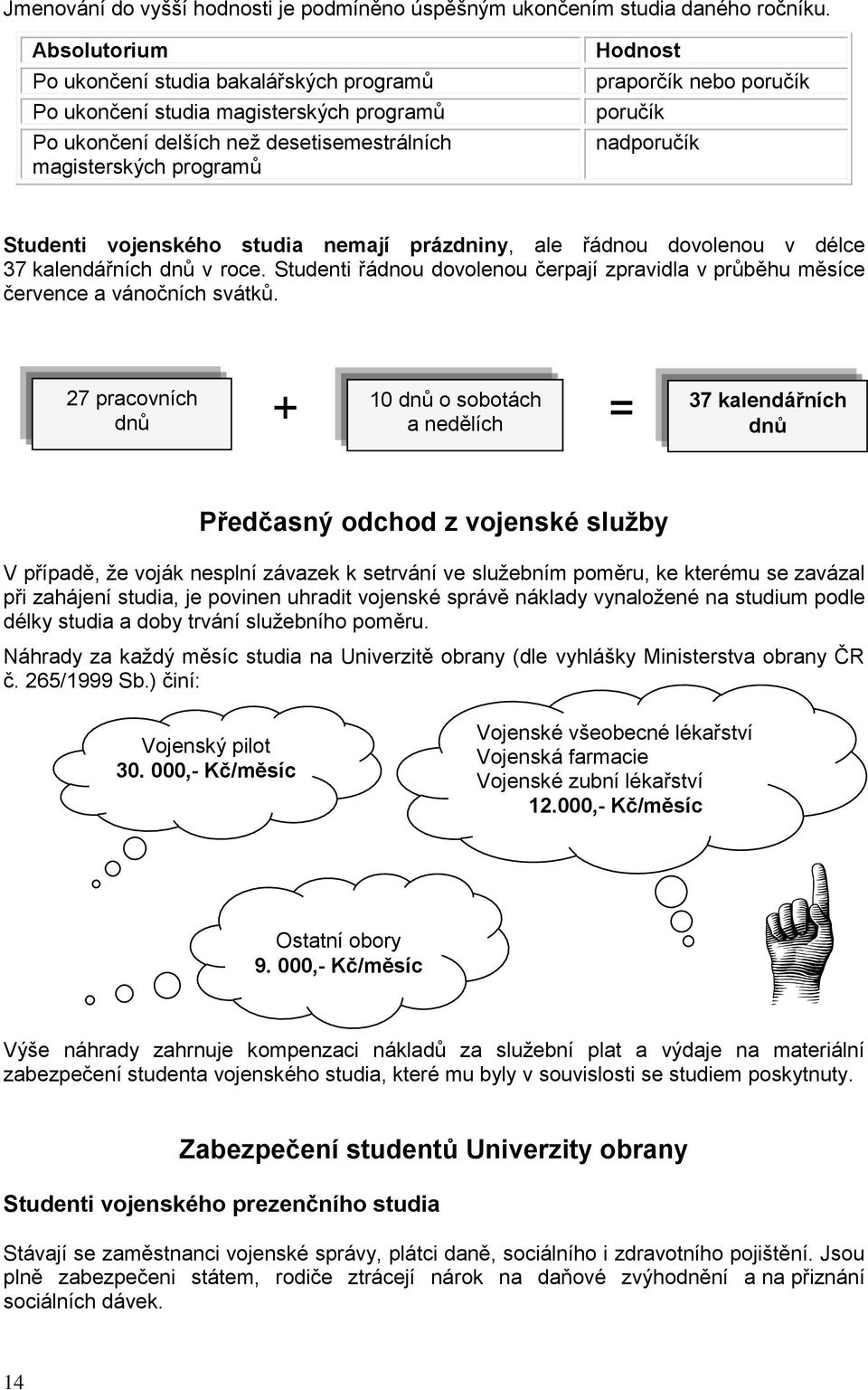 poručík nadporučík Studenti vojenského studia nemají prázdniny, ale řádnou dovolenou v délce 37 kalendářních dnů v roce.