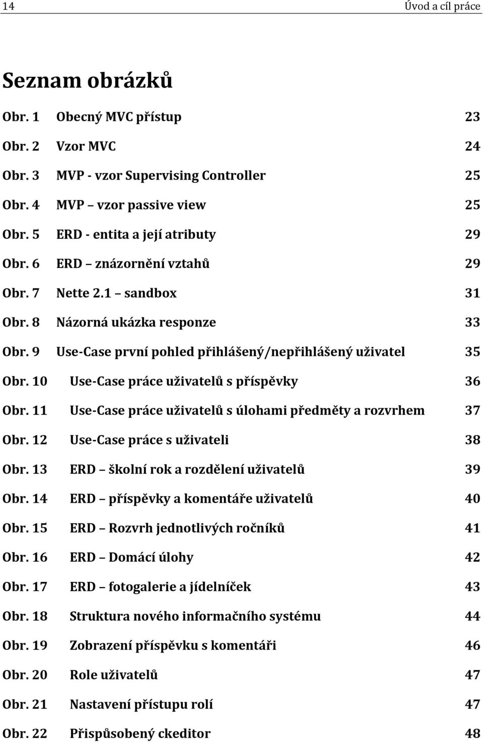 10 Use-Case práce uživatelů s příspěvky 36 Obr. 11 Use-Case práce uživatelů s úlohami předměty a rozvrhem 37 Obr. 12 Use-Case práce s uživateli 38 Obr. 13 ERD školní rok a rozdělení uživatelů 39 Obr.