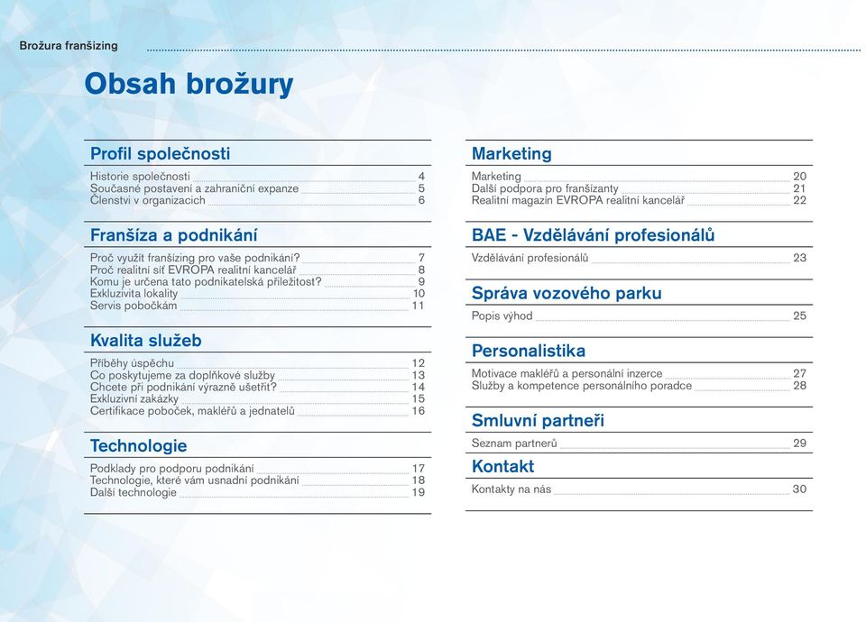 9 Exkluzivita lokality 10 Servis pobočkám 11 Kvalita služeb Příběhy úspěchu 12 Co poskytujeme za doplňkové služby 13 Chcete při podnikání výrazně ušetřit?