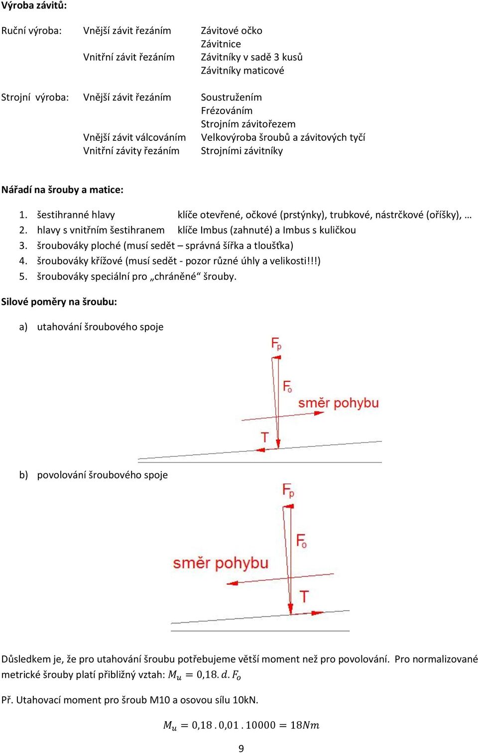 šestihranné hlavy klíče otevřené, očkové (prstýnky), trubkové, nástrčkové (oříšky), 2. hlavy s vnitřním šestihranem klíče Imbus (zahnuté) a Imbus s kuličkou 3.