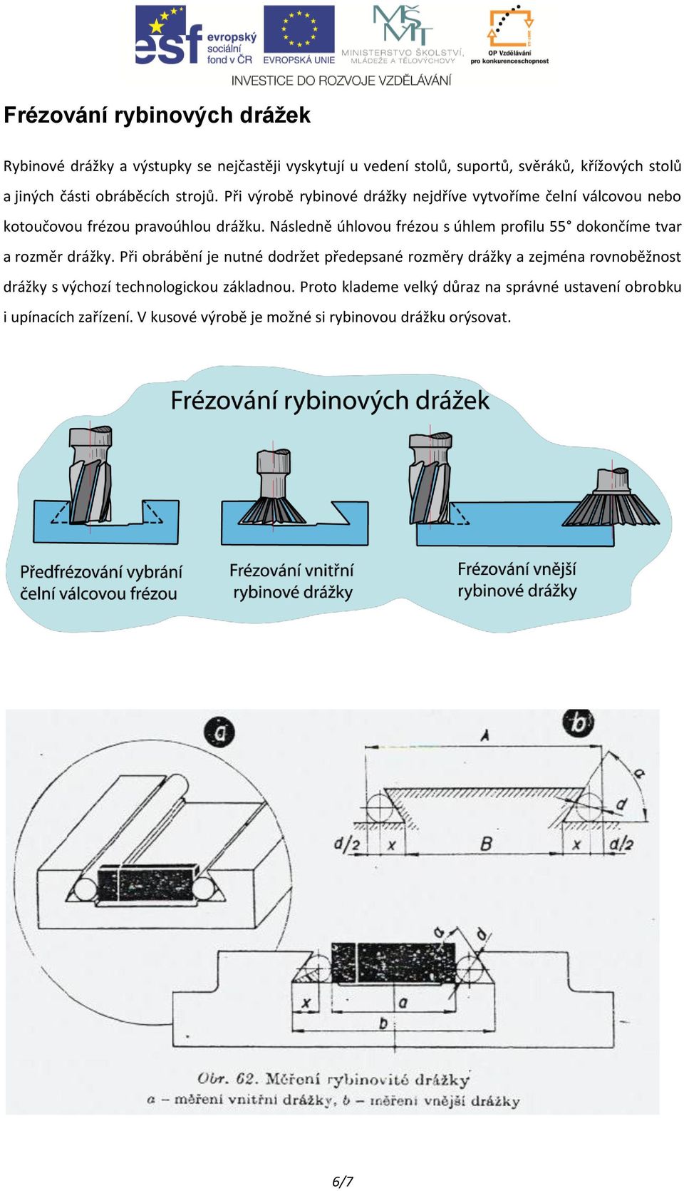 Následně úhlovou frézou s úhlem profilu 55 dokončíme tvar a rozměr drážky.