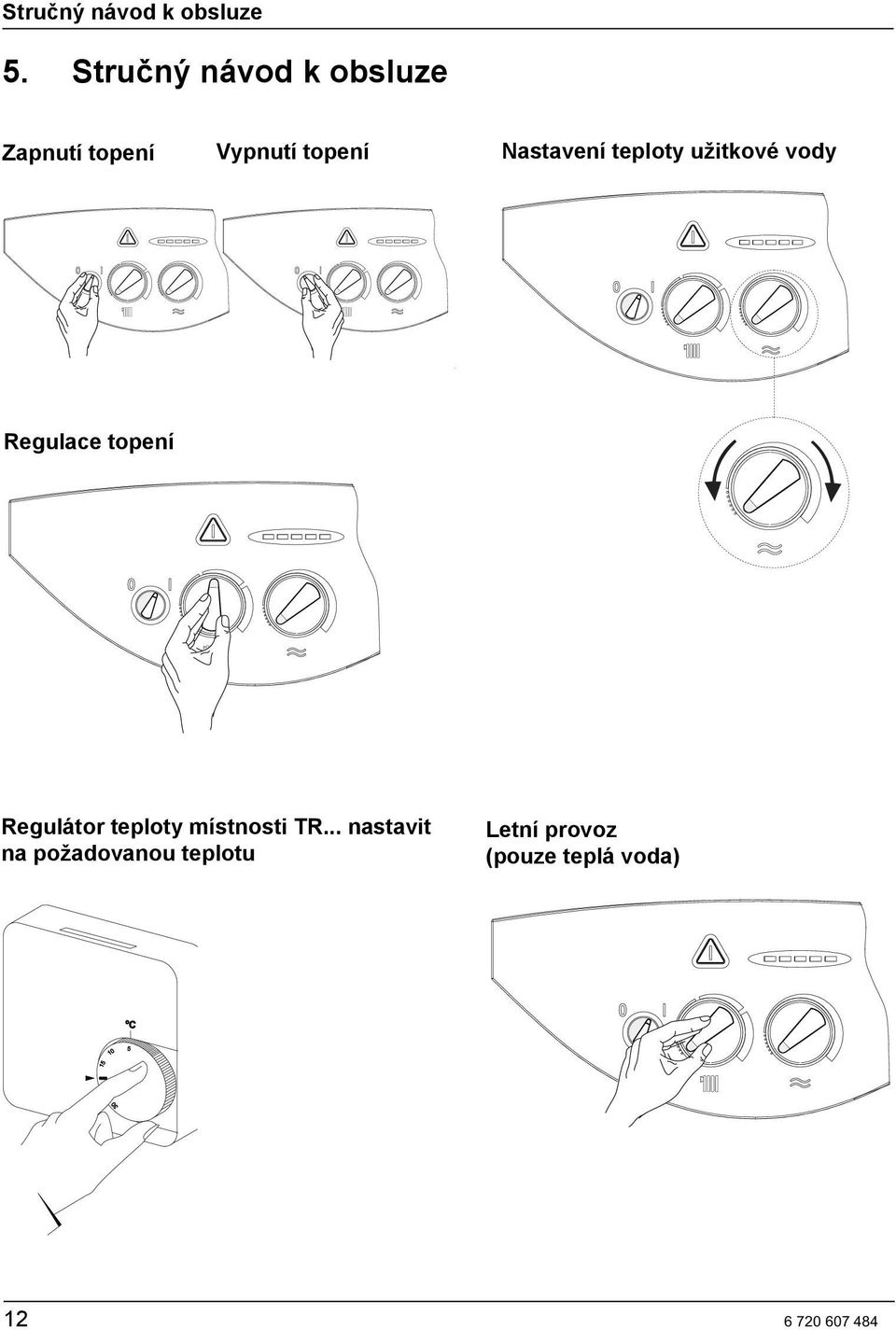 Nastavení teploty užitkové vody Regulace topení Regulátor