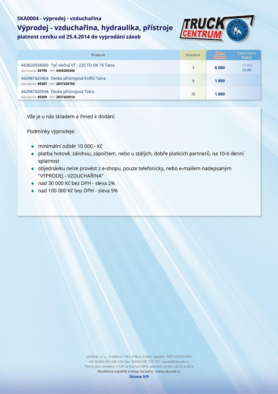 85507 SKP: 2837420750 442987420594 Deska přístrojová Tatra Kód