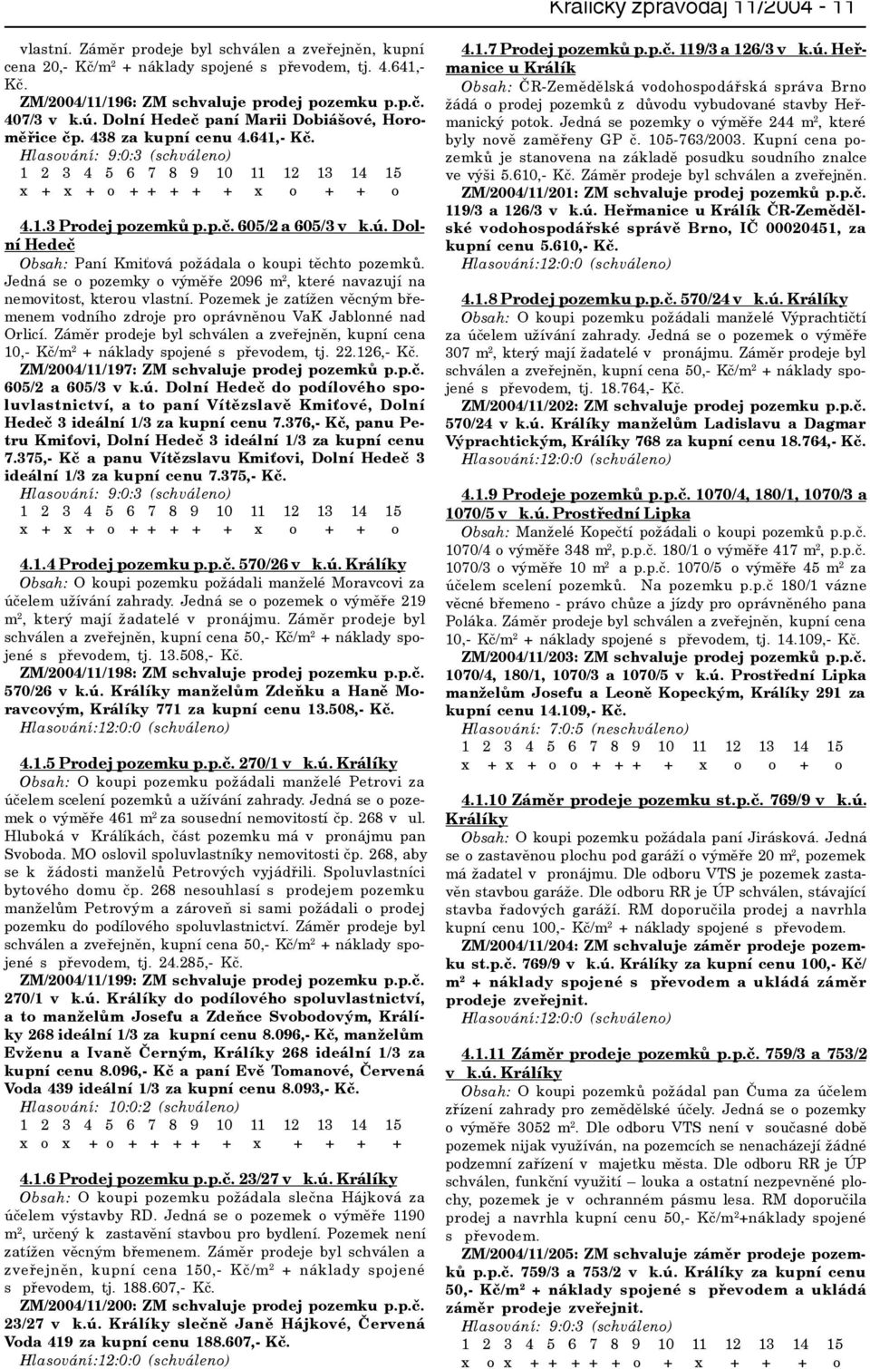 p.è. 605/2 a 605/3 v k.ú. Dolní Hedeè Obsah: Paní Kmiová požádala o koupi tìchto pozemkù. Jedná se o pozemky o výmìøe 2096 m 2, které navazují na nemovitost, kterou vlastní.