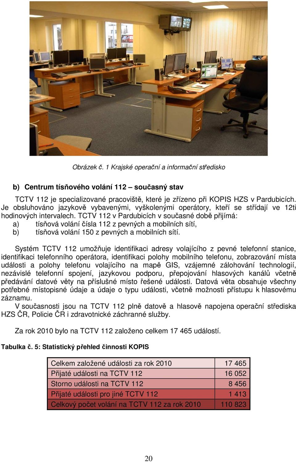 TCTV 112 v Pardubicích v současné době přijímá: a) tísňová volání čísla 112 z pevných a mobilních sítí, b) tísňová volání 150 z pevných a mobilních sítí.