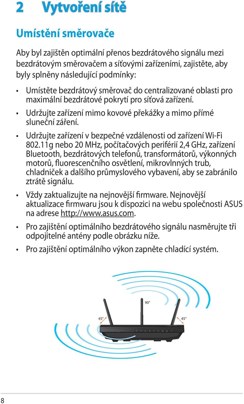 Udržujte zařízení v bezpečné vzdálenosti od zařízení Wi-Fi 802.