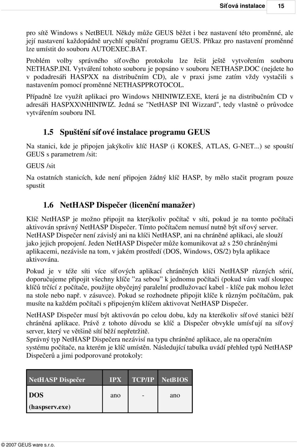 Vytváření tohoto souboru je popsáno v souboru NETHASP.DOC (nejdete ho v podadresáři HASPXX na distribučním CD), ale v praxi jsme zatím vždy vystačili s nastavením pomocí proměnné NETHASPPROTOCOL.