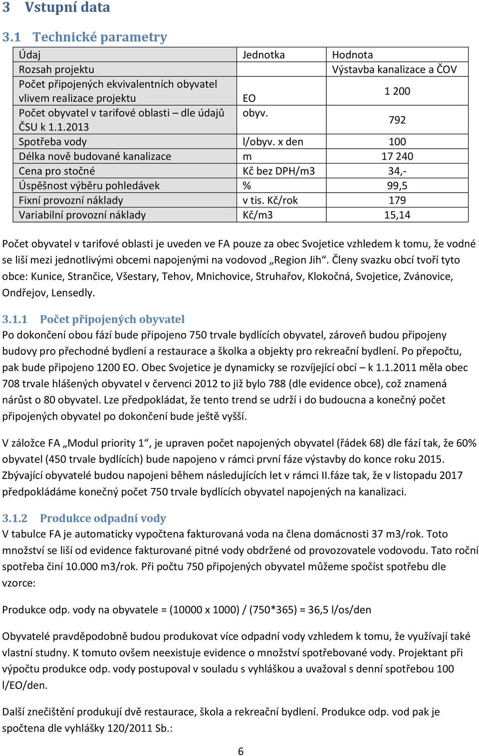 dle údajů obyv. ČSU k 1.1.2013 792 Spotřeba vody l/obyv.