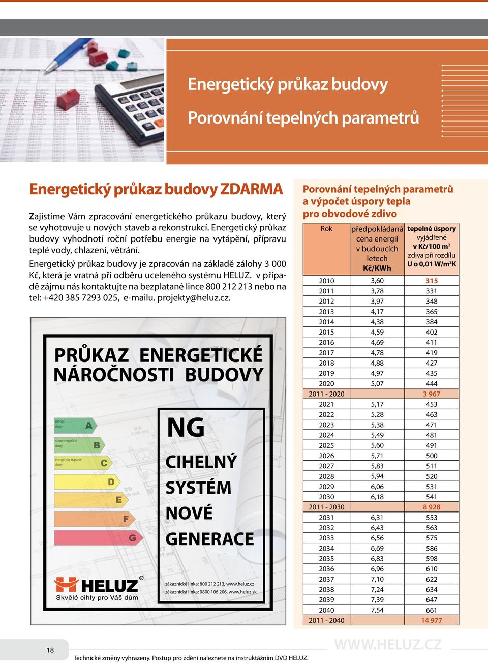 Energetický průkaz budovy je zpracován na základě zálohy 3 000 Kč, která je vratná při odběru uceleného systému HELUZ.