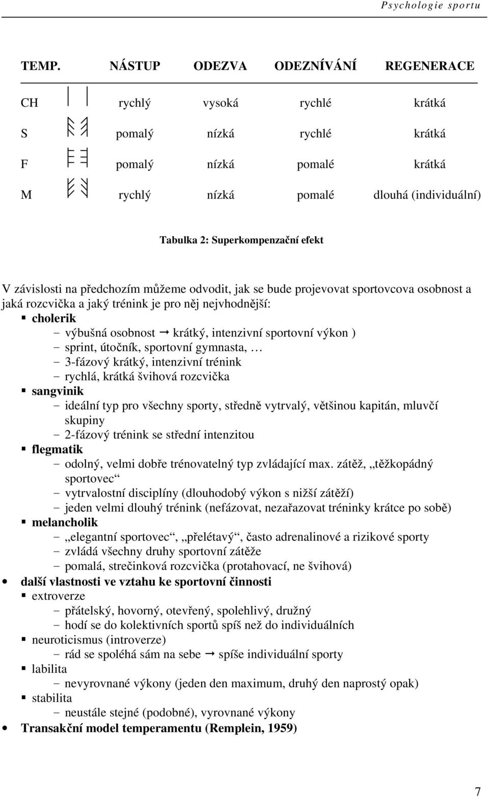 krátký, intenzivní sportovní výkon ) - sprint, útočník, sportovní gymnasta, - 3-fázový krátký, intenzivní trénink - rychlá, krátká švihová rozcvička sangvinik - ideální typ pro všechny sporty,