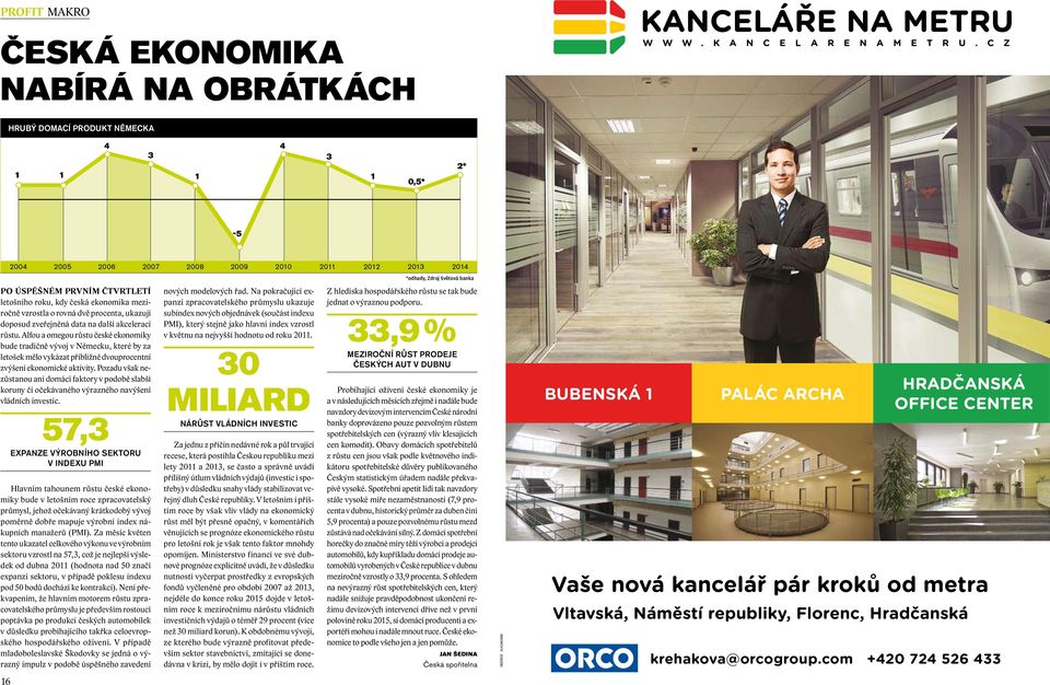 ekonomika meziročně vzrostla o rovná dvě procenta, ukazují doposud zveřejněná data na další akceleraci růstu.