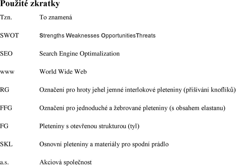 Označení pro hroty jehel jemné interlokové pleteniny (přišívání knoflíků) Označení pro jednoduché