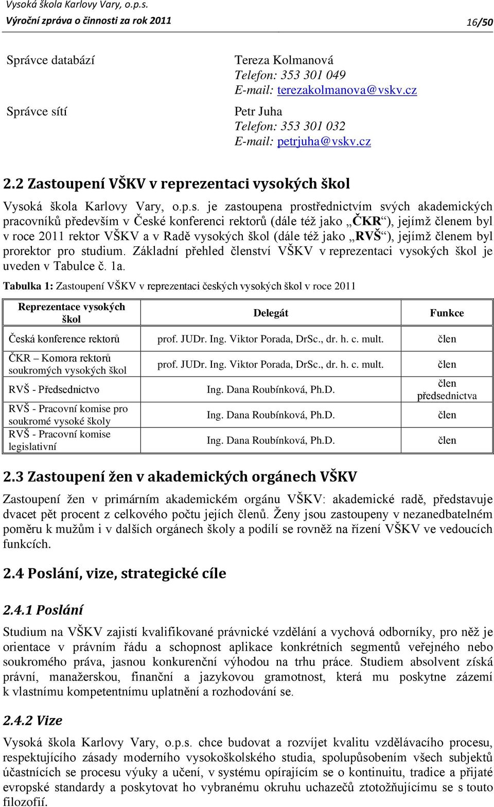 oupení VŠKV v reprezentaci vyso