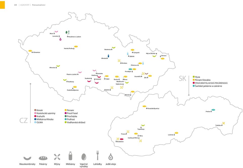 Lužnicí Vodňany Kostelec Hodice Studená Krahulčí Třebíč Rosice Modřice Vojkovice Prostějov Brno Kroměříž Zlín SK Hyza Penam Slovakia PRVÁ BRATISLAVSKÁ PEKÁRENSKÁ