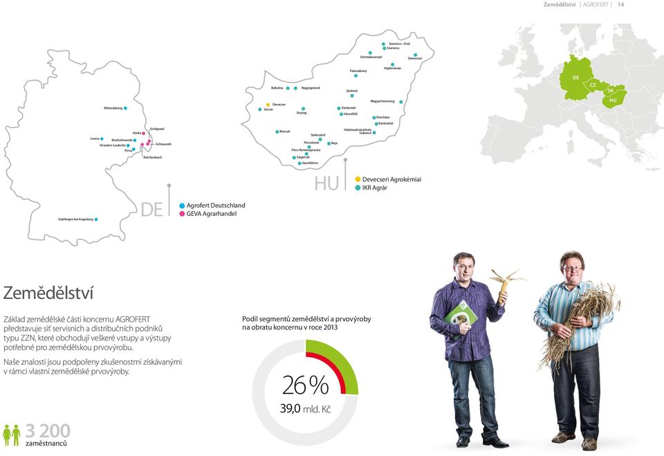 Szentlőrinc HU Devecseri Agrokémiai IKR Agrár Gablingen bei Augsburg DE Agrofert Deutschland GEVA Agrarhandel Zemědělství Základ zemědělské části koncernu AGROFERT představuje síť servisních a