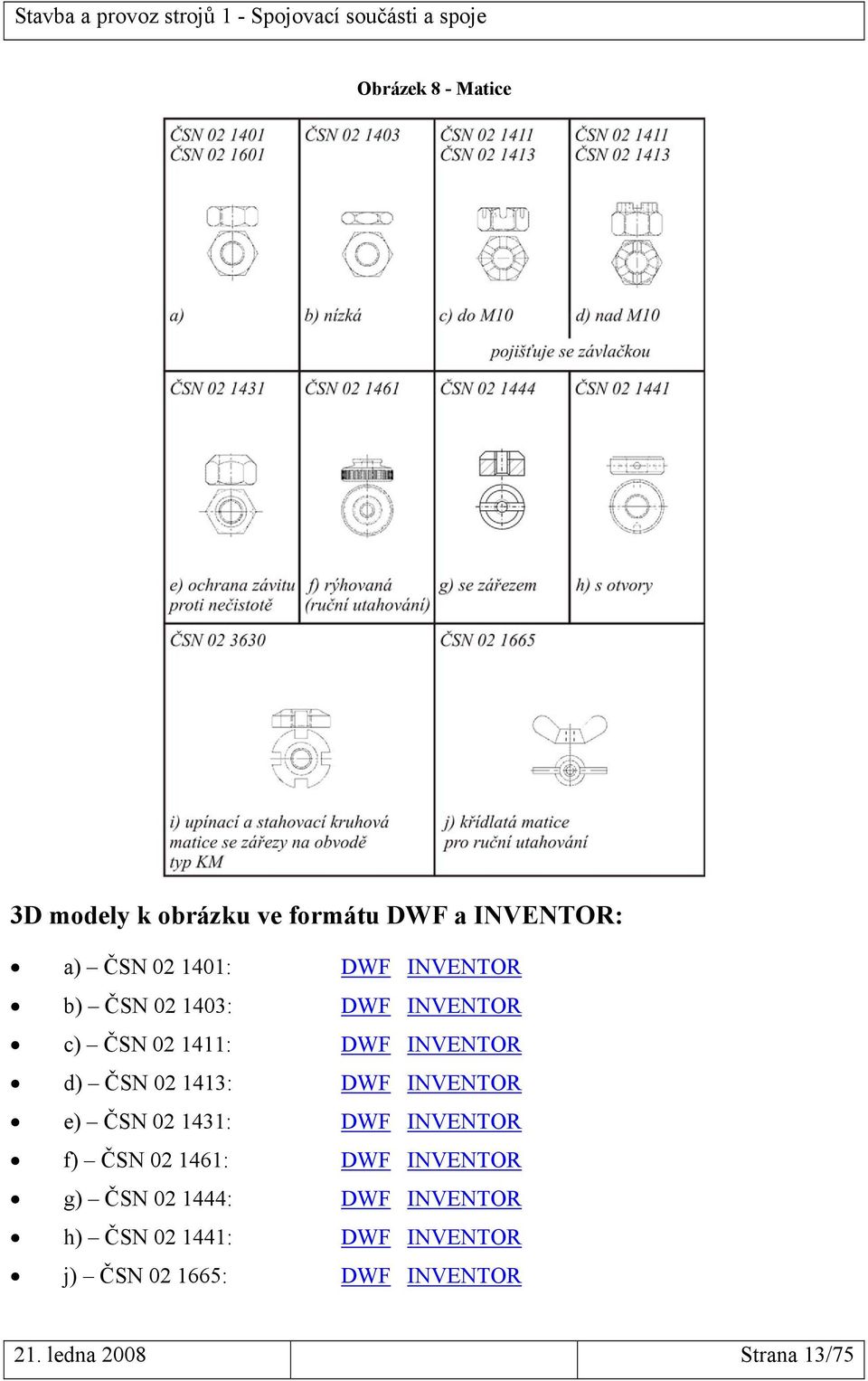 INVENTOR e) ČSN 02 1431: DWF INVENTOR f) ČSN 02 1461: DWF INVENTOR g) ČSN 02 1444: DWF