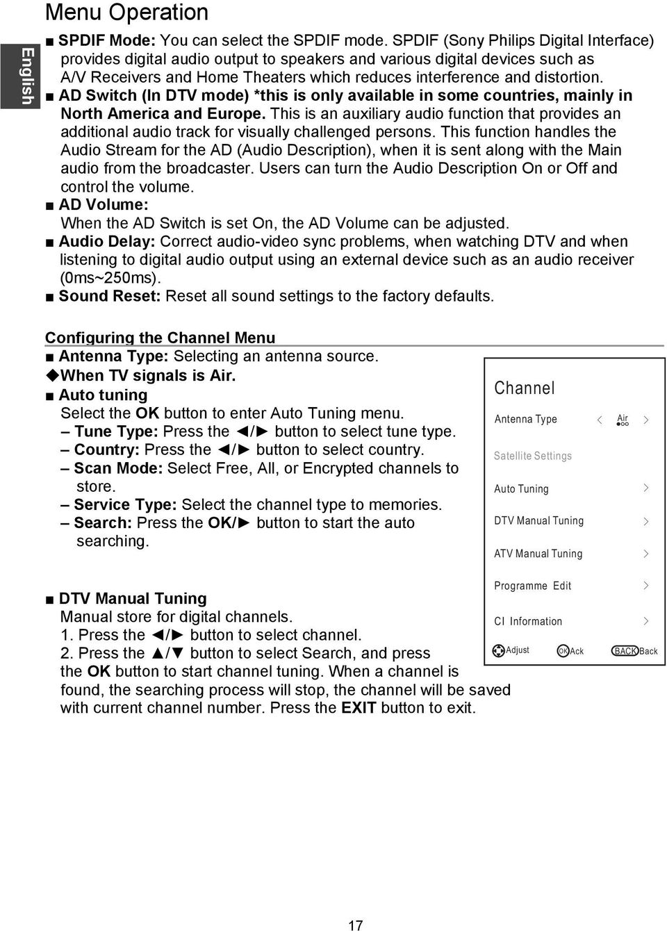 AD Switch (In DTV mode) *this is only available in some countries, mainly in North America and Europe.