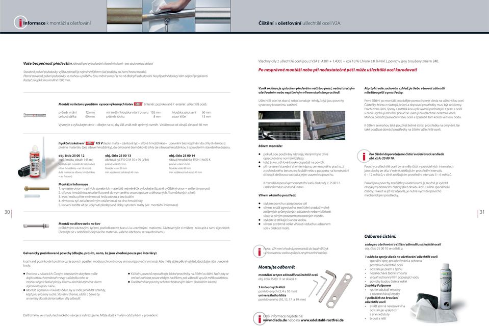 Na případné dotazy Vám odpoví projektant. Rozteč sloupků: maxmálně 1000 mm. Všechny díly z ušlechtlé ocel jsou z V2A (1.4301 + 1.4305 = cca 18 % Chrom a 8 % Nkl ), povrchy jsou broušeny zrnem 240.