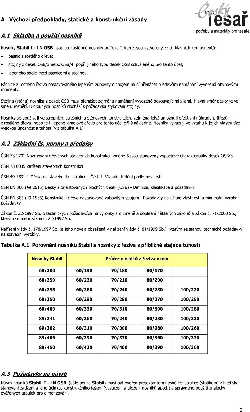 jiného typu desek OSB schváeného pro tento úče; epeného spoje mezi pásnicemi a stojinou.