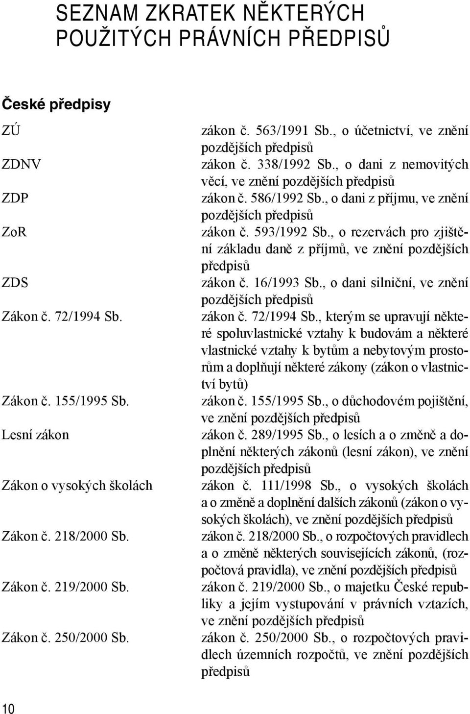 , o dani z příjmu, ve znění pozdějších předpisů zákon č. 593/1992 Sb., o rezervách pro zjištění základu daně z příjmů, ve znění pozdějších předpisů zákon č. 16/1993 Sb.