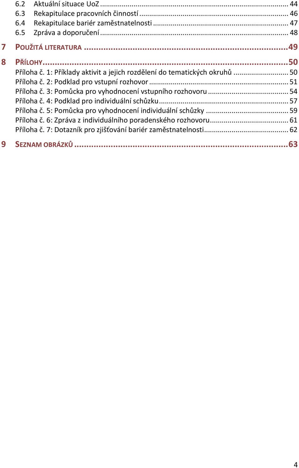 .. 51 Příloha č. 3: Pomůcka pro vyhodnocení vstupního rozhovoru... 54 Příloha č. 4: Podklad pro individuální schůzku... 57 Příloha č.