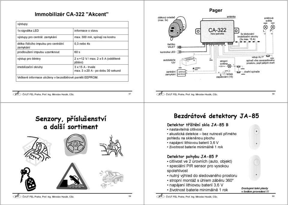 300 ma, spínají na kostru 0,3 nebo 4s 60 s 2 x +12 V / max. 2 x 5 A (oddělené jištění) 3 x 15 A - trvale max. 3 x 20 A - po dobu 30 sekund Veškeré informace uloženy v bezodběrové paměti EEPROM.