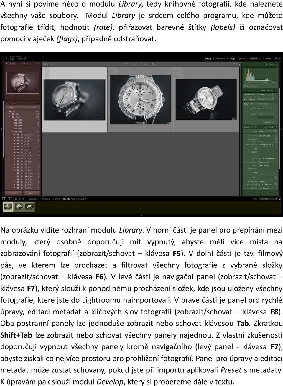 Na obrázku vidíte rozhraní modulu Library.