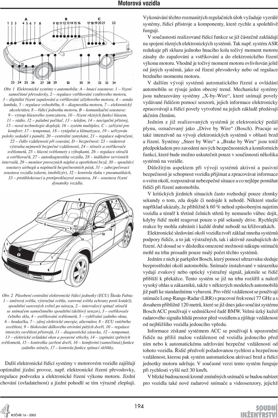 hlasem, 11 rádio, 12 palubní počítač, 13 telefon, 14 navigační přístroj, 15 nová technologie displejů, 16 systém multiplex, C zařízení pro komfort: 17 tempomat, 18 vytápění a klimatizace, 19