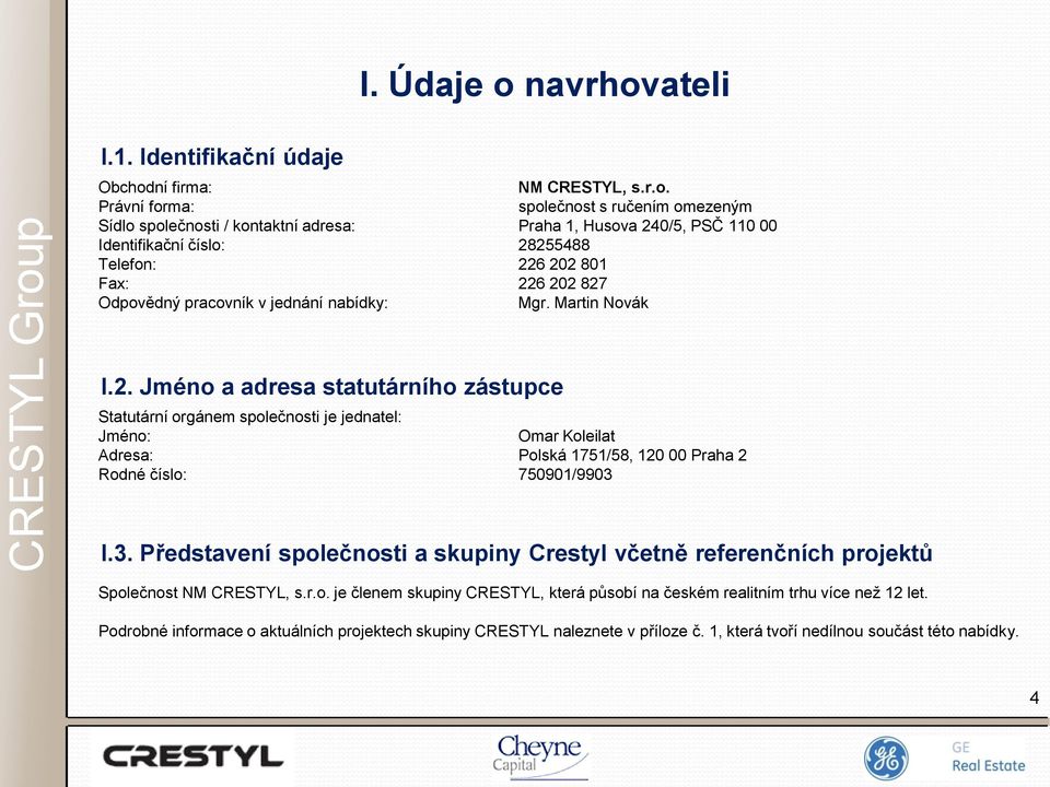 ateli I.1. Identifikační údaje Obchod