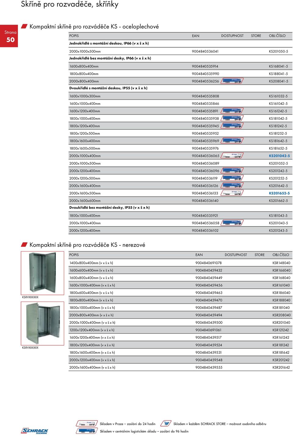 KS161032-5 1600x1000x400mm 9004840535846 KS161042-5 1600x1200x400mm 9004840535891 KS161242-5 1800x1000x400mm 9004840535938 KS181042-5 1800x1200x400mm 9004840535945 KS181242-5 1800x1200x500mm