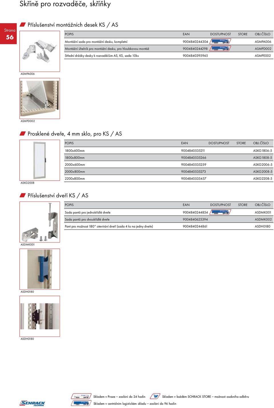 9004840535266 ASKG1808-5 2000x600mm 9004840535259 ASKG2006-5 2000x800mm 9004840535273 ASKG2008-5 ASKG2008 2200x800mm 9004840535457 ASKG2208-5 w Příslušenství dveří KS / AS Sada pantů pro