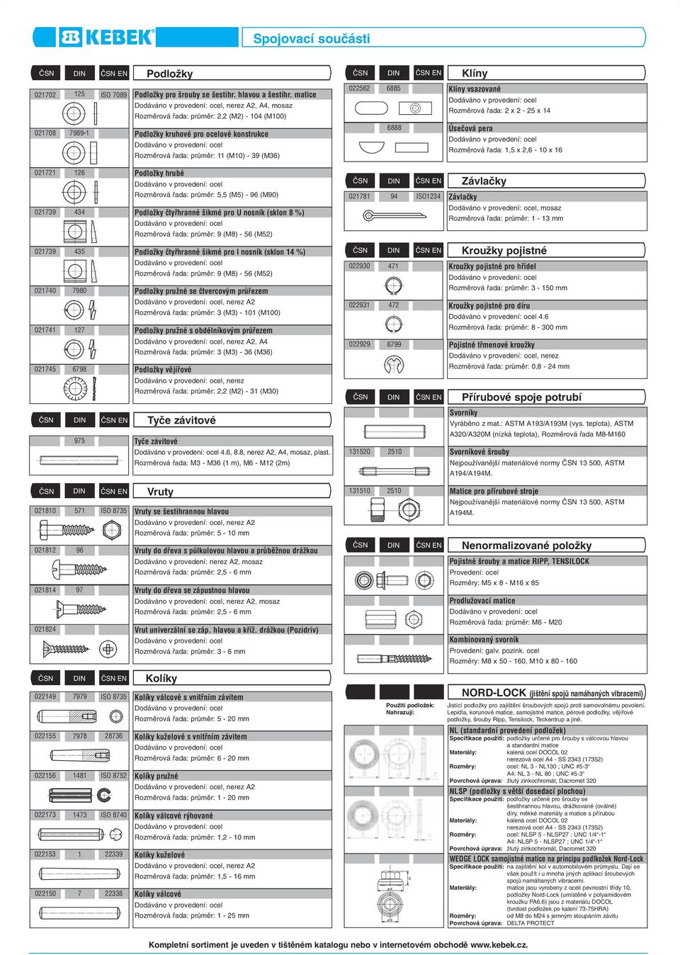 Rozměrová řada: 2 x 2-25 x 14 Úsečová pera Rozměrová řada: 1,5 x 2,6-10 x 16 021721 126 021739 434 021739 435 021740 7980 021741 127 021745 6798 ČSN DIN ČSN EN Vruty 021810 571 ISO 8735 021812 96