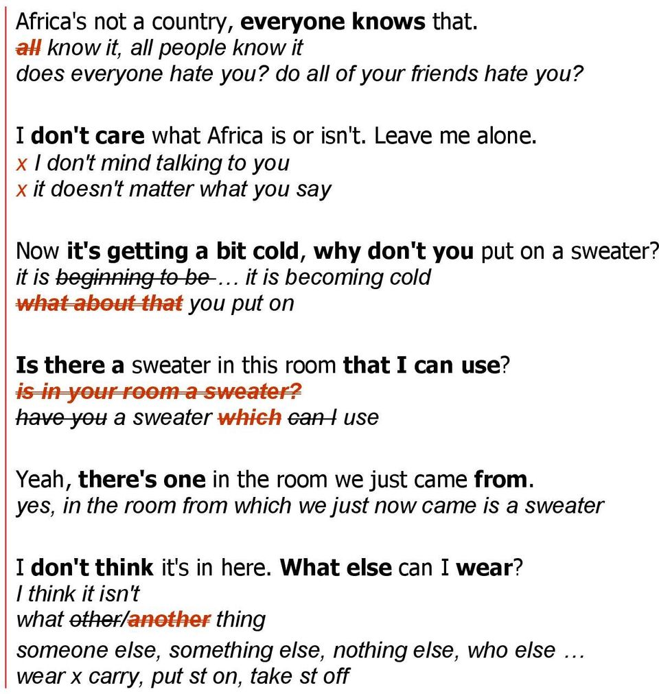 it is beginning to be it is becoming cold what about that you put on Is there a sweater in this room that I can use? is in your room a sweater?