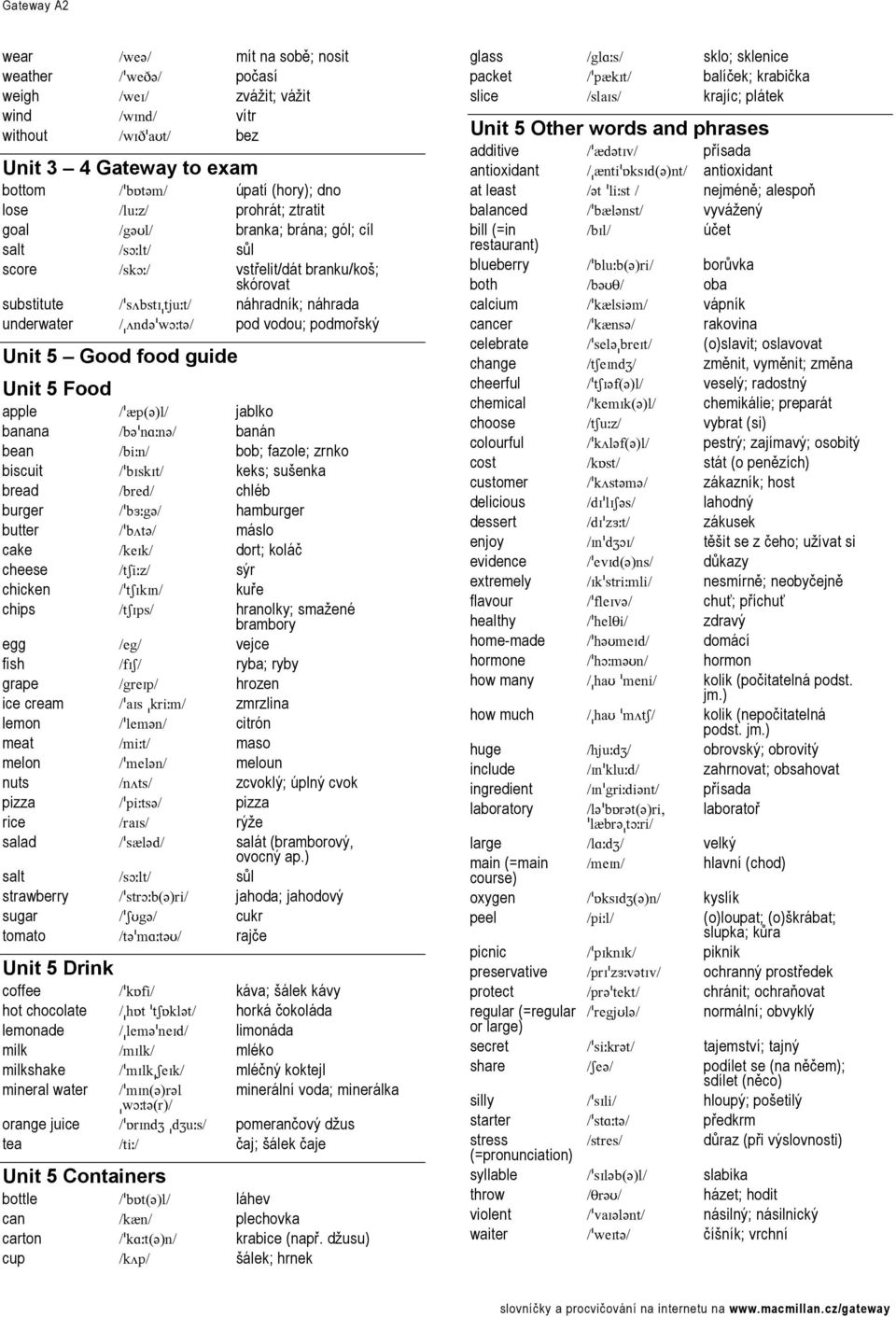 Unit 5 Good food guide Unit 5 Food apple /ˈæp(ə)l/ jablko banana /bəˈnɑːnə/ banán bean /biːn/ bob; fazole; zrnko biscuit /ˈbɪskɪt/ keks; sušenka bread /bred/ chléb burger /ˈbɜːgə/ hamburger butter