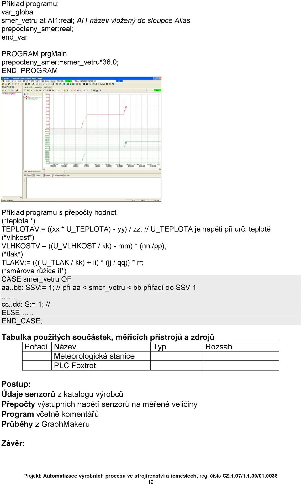 teplotě (*vlhkost*) VLHKOSTV:= ((U_VLHKOST / kk) - mm) * (nn /pp); (*tlak*) TLAKV:= ((( U_TLAK / kk) + ii) * (jj / qq)) * rr; (*směrova růžice if*) CASE smer_vetru OF aa.