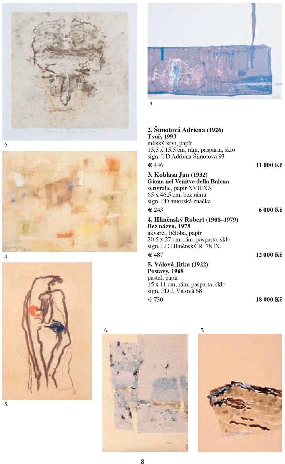 Koblasa Jan (1932) Giona nel Venitve della Balena serigrafie, papír XVII/XX 65 x 46,5 cm, bez rámu sign. PD autorská značka 243 6 000 Kč 4.