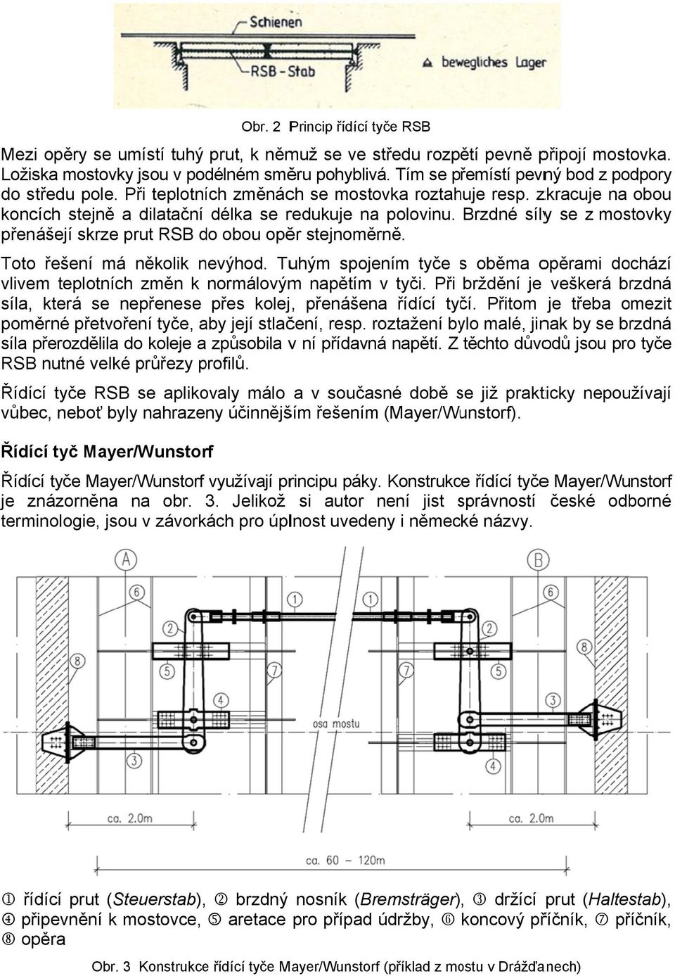 Brzdné sílyy se z mostovky přenášejí skrze prut RSB do obou opěr stejnoměrně. Toto řešení má několik nevýhod.