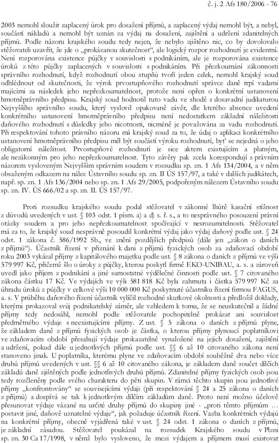 Není rozporována existence půjčky v souvislosti s podnikáním, ale je rozporována existence úroků z této půjčky zaplacených v souvislosti s podnikáním.