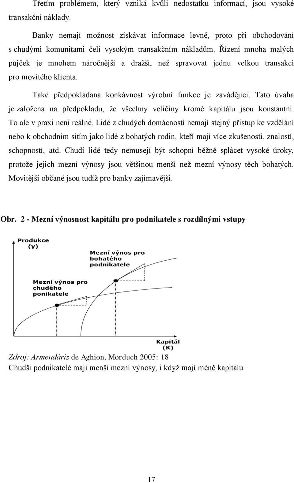 Řízení mnoha malých půjček je mnohem náročnější a draţší, neţ spravovat jednu velkou transakci pro movitého klienta. Také předpokládaná konkávnost výrobní funkce je zavádějící.