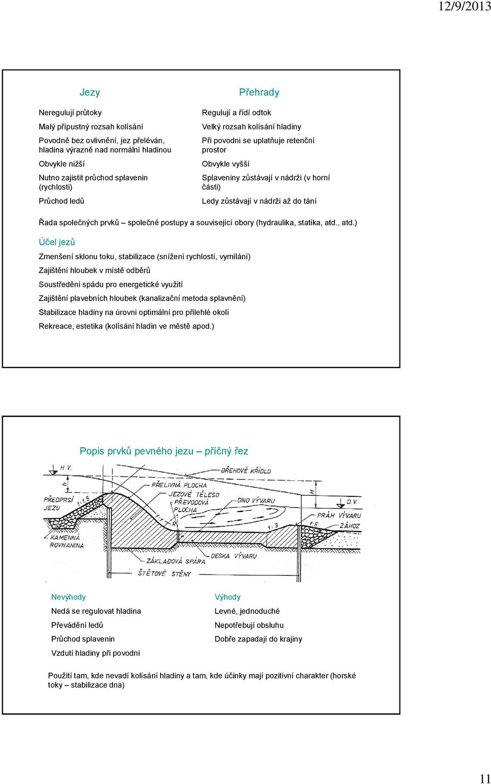 tání Řada společných prvků společné postupy a související obory (hydraulika, statika, atd.