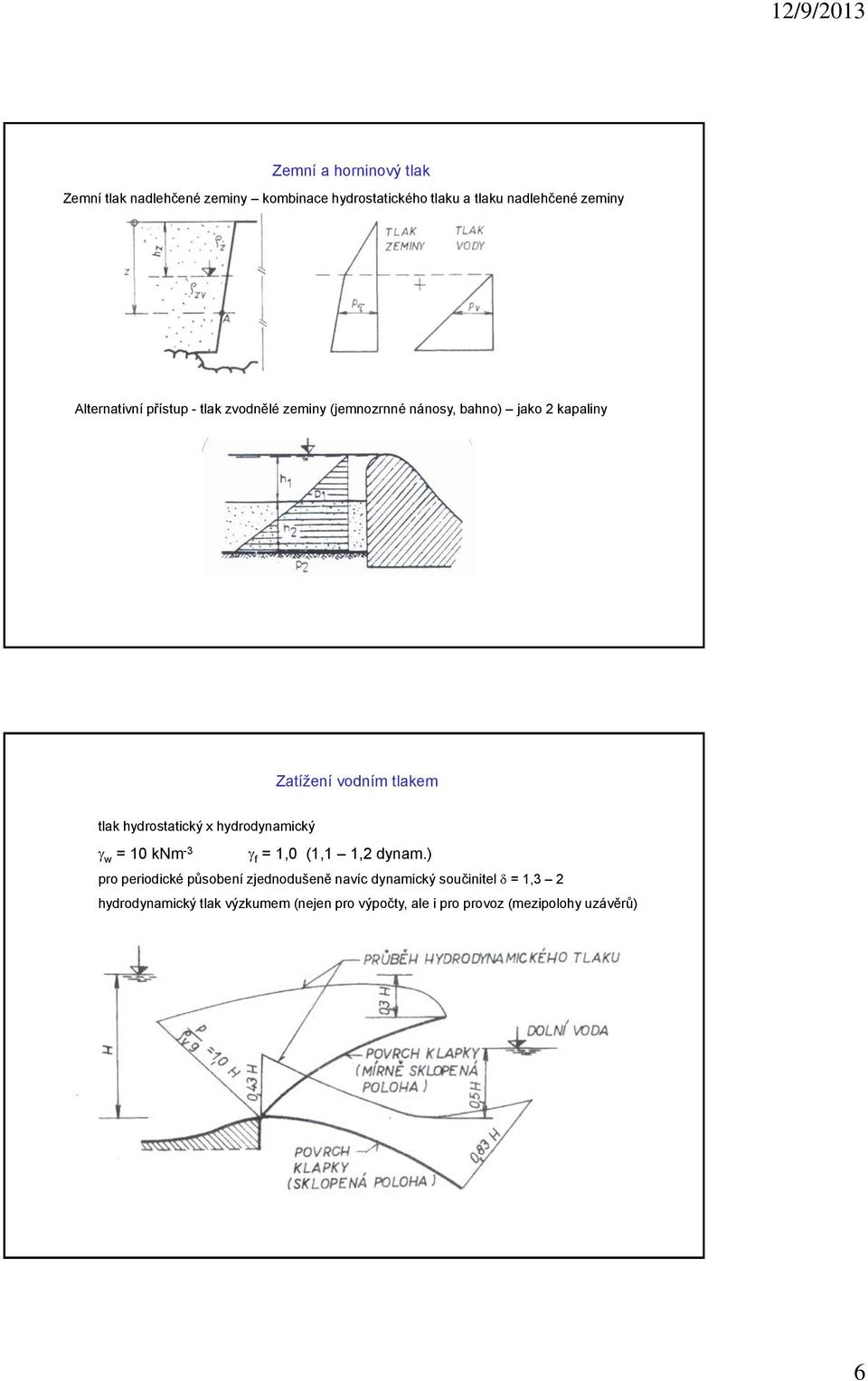 hydrostatický x hydrodynamický w = 10 knm -3 f = 1,0 (1,1 1, dynam.