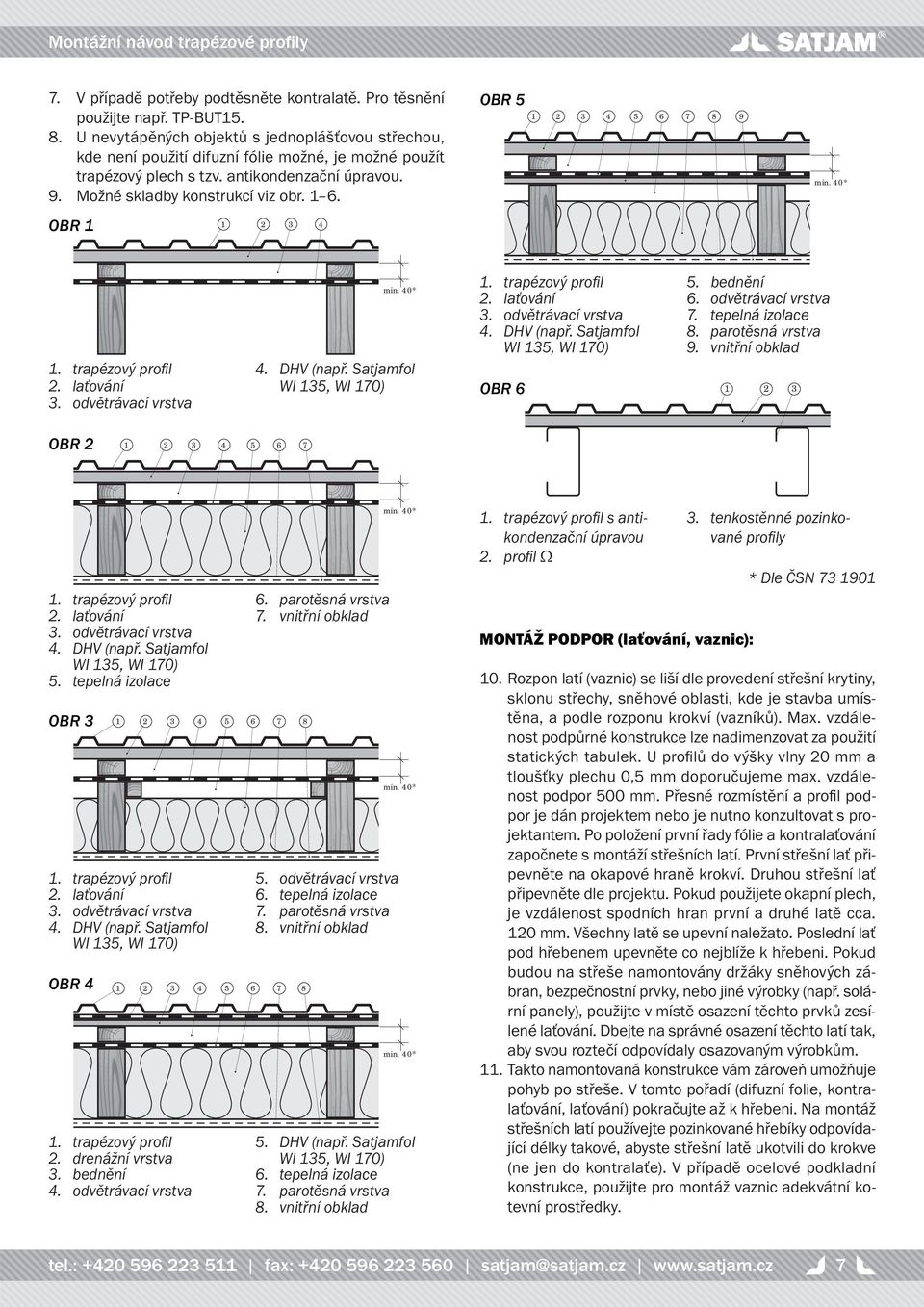 DHV (např. atjamfol WI, WI 70) 6 6 7 8 9 min. 0* min. 0*. trapézový proﬁl. laťování. odvětrávací vrstva OBR.... trapézový proﬁl laťování odvětrávací vrstva DHV (např. atjamfol WI, WI 70) OBR 6. 6. 7. 8. 9. bednění odvětrávací vrstva tepelná izolace parotěsná vrstva vnitřní obklad 7 min.