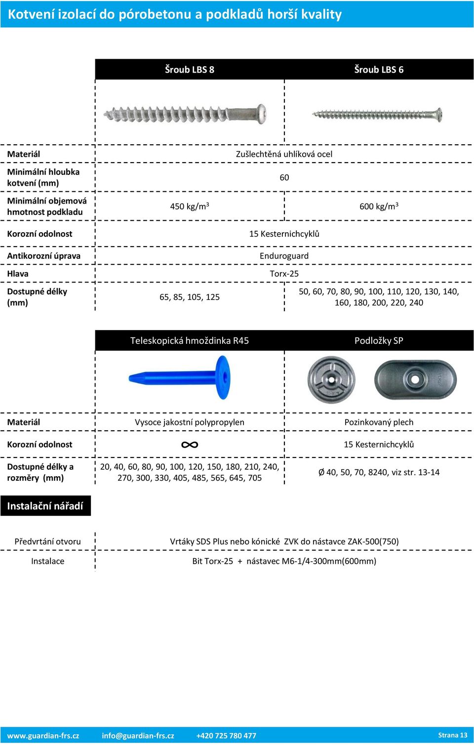 Vysoce jakostní polypropylen Pozinkovaný plech Dostupné délky a rozměry (mm) 20, 40, 60,, 90, 100, 120, 150, 1, 210, 240, 2, 300, 330, 405, 485, 565, 645, 5 Ø 40, 50,, 8240, viz str.