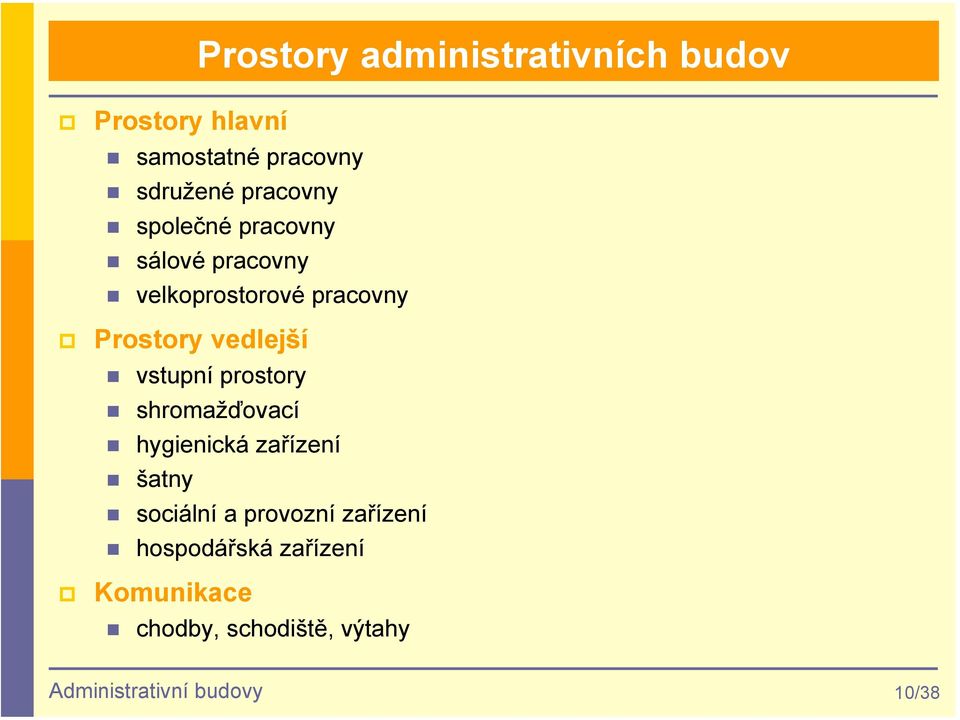 vedlejší vstupní prostory shromažďovací hygienická zařízení šatny sociální a