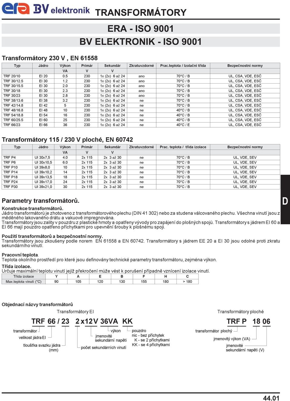 0 230 1x (2x) 6 až 24 ano 70 C / B UL, CSA, VE, ESÈ TRF 30/18 EI 30 2.3 230 1x (2x) 6 až 24 ano 70 C / B UL, CSA, VE, ESÈ TRF 30/23 EI 30 2.