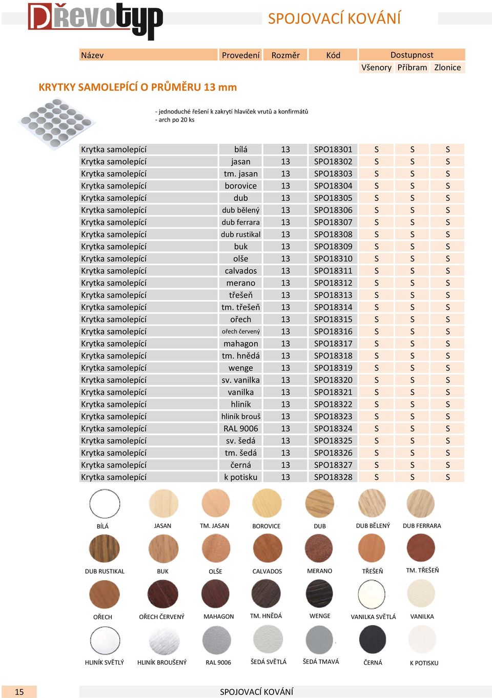 jasan 13 SPO18303 S S S Krytka samolepící borovice 13 SPO18304 S S S Krytka samolepící dub 13 SPO18305 S S S Krytka samolepící dub bělený 13 SPO18306 S S S Krytka samolepící dub ferrara 13 SPO18307 S