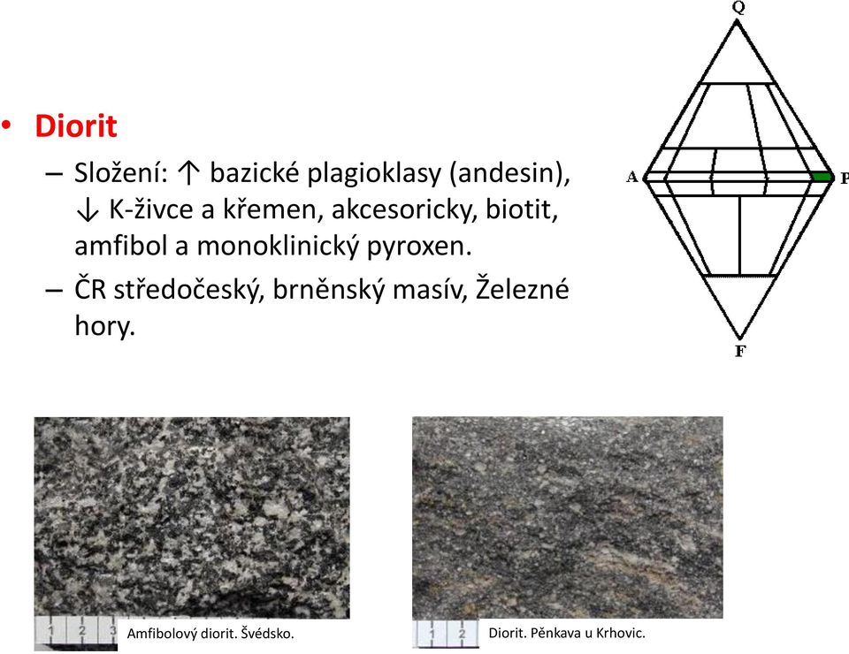 pyroxen. ČR středočeský, brněnský masív, Železné hory.